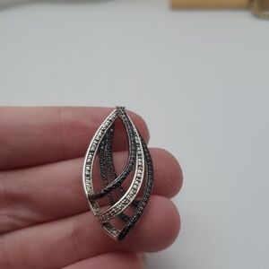 QVC Diamonique black and white crystal necklace pendant‎